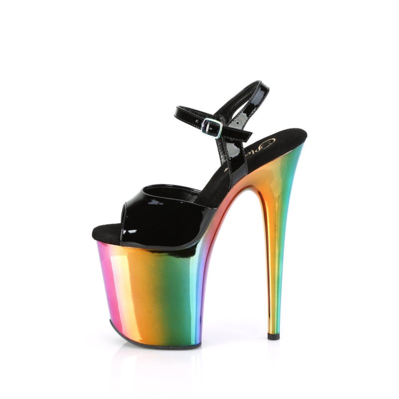 Pleaser Flamingo-809RC Women's Platform Heels Sandals Black / Multicolor | NZ BRMFIV