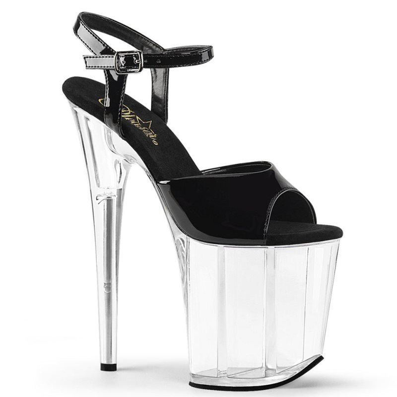 Pleaser Flamingo-809 Women\'s Platform Heels Sandals Black / Clear | NZ HJWADO