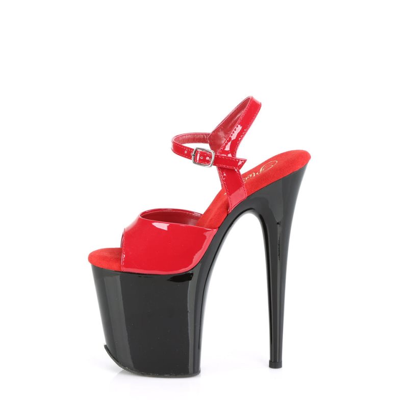 Pleaser Flamingo-809 Women's Platform Heels Sandals Red / Black | NZ RBNVSC