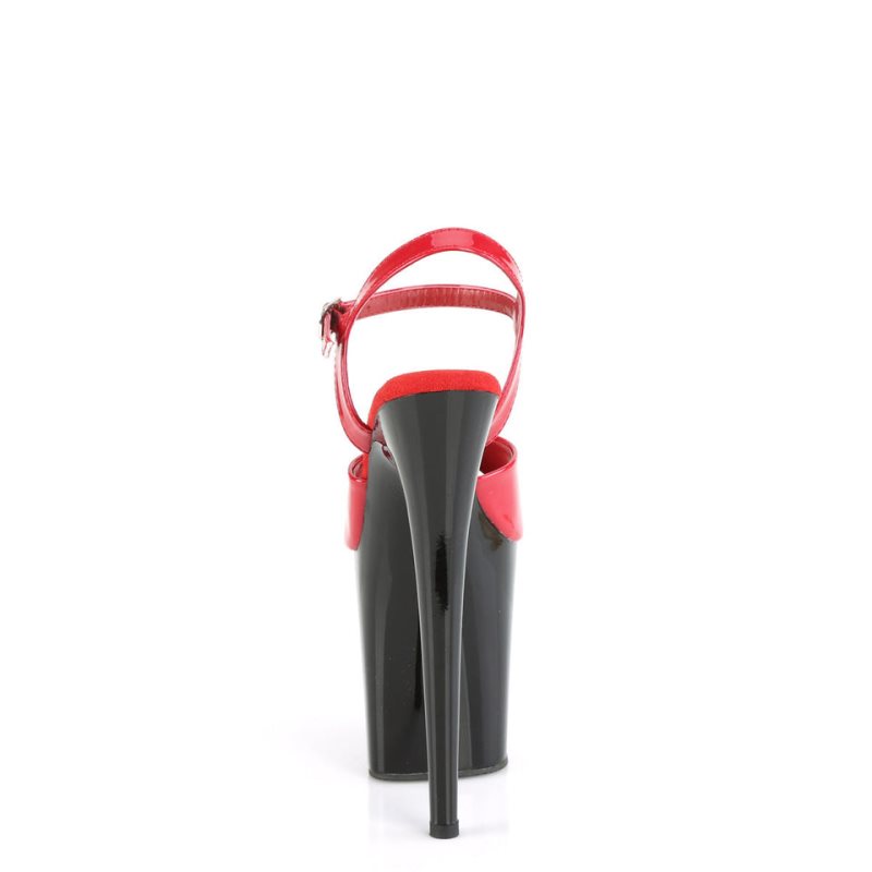 Pleaser Flamingo-809 Women's Platform Heels Sandals Red / Black | NZ RBNVSC