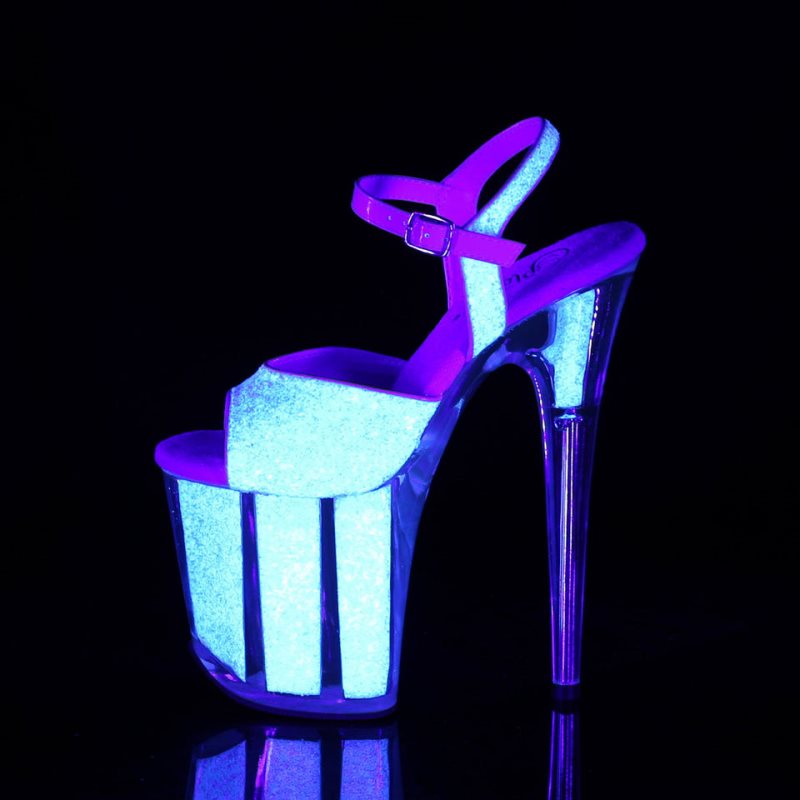 Pleaser Flamingo-810UVG Women's Platform Heels Sandals White | NZ PYVDCQ