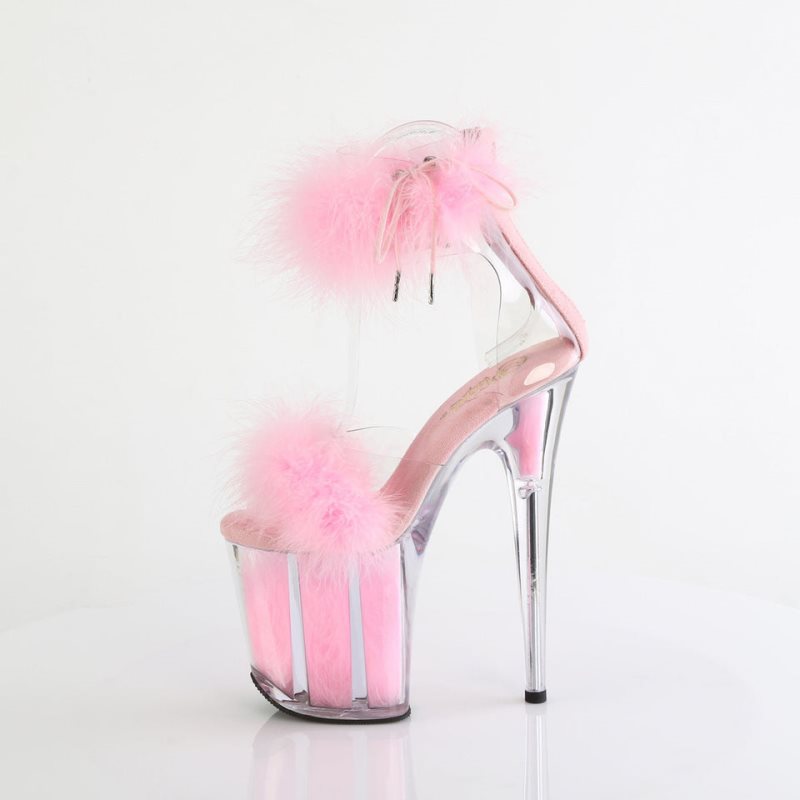 Pleaser Flamingo-824F Women's Platform Heels Sandals Pink / Clear | NZ NIWTVY