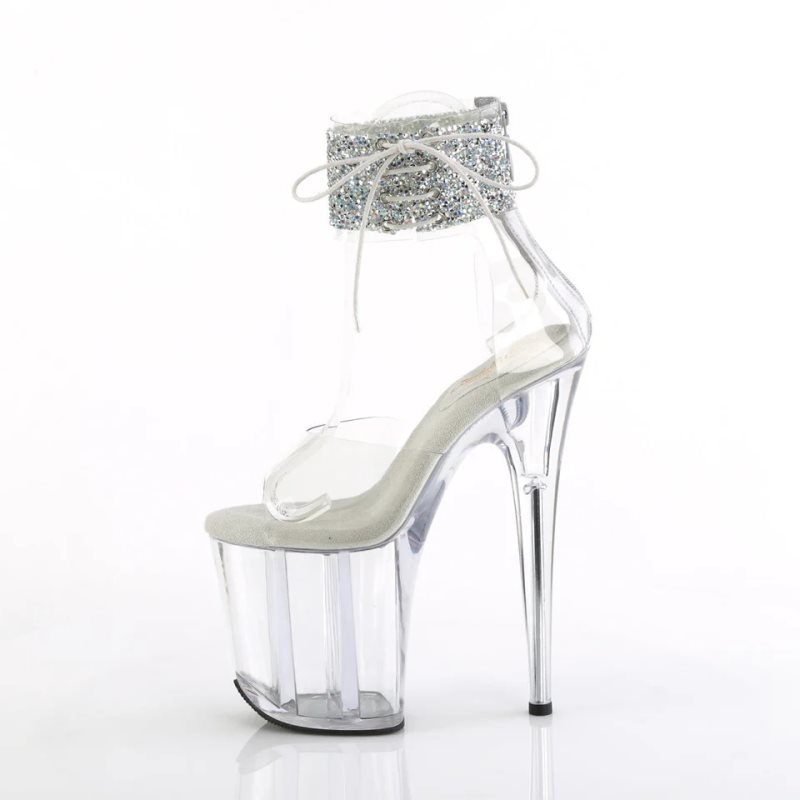 Pleaser Flamingo-824RS-02 Women's Platform Heels Sandals Silver / Clear | NZ SABNTC