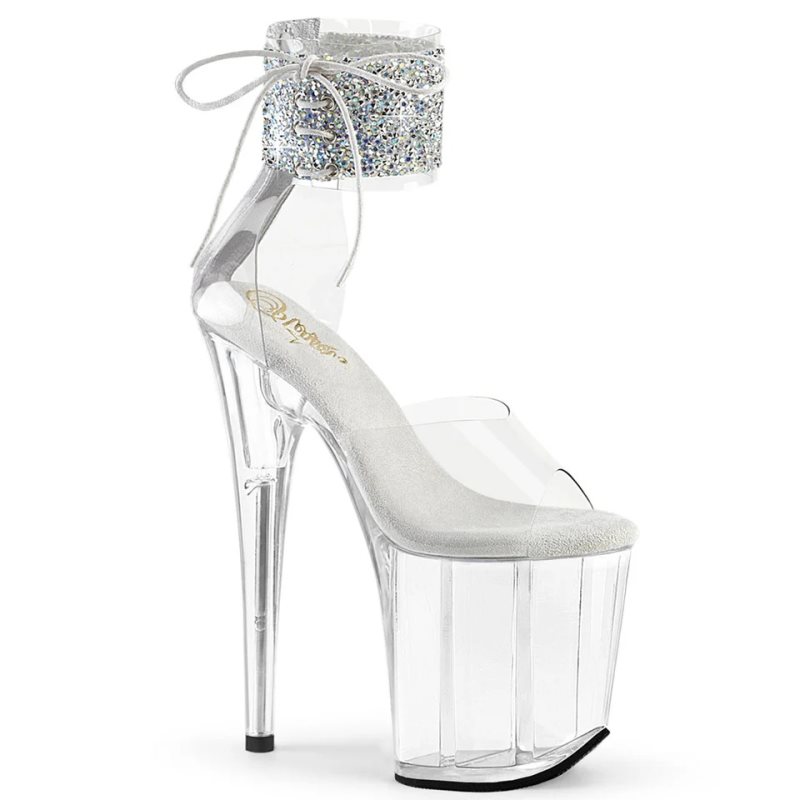 Pleaser Flamingo-824RS-02 Women\'s Platform Heels Sandals Silver / Clear | NZ SABNTC