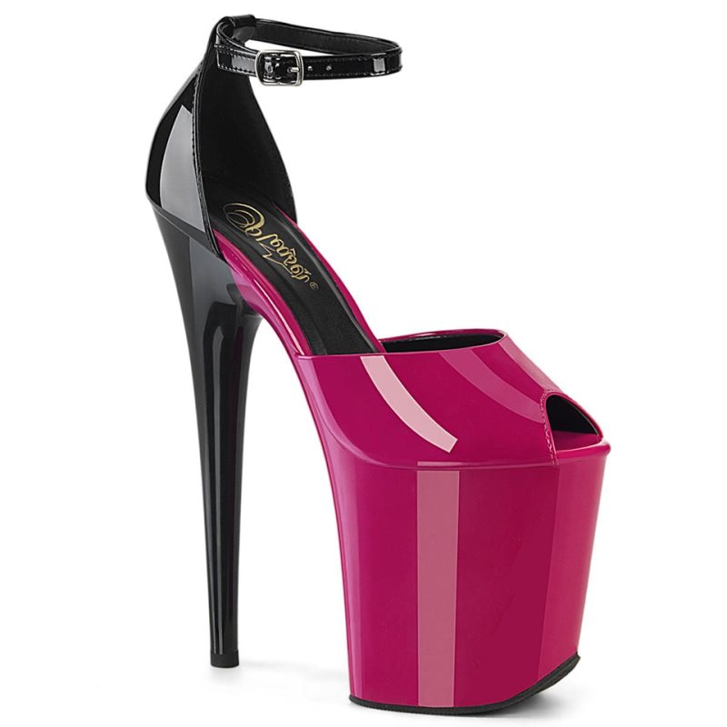 Pleaser Flamingo-868 Women\'s Platform Heels Sandals Pink / Black | NZ QBWPAR