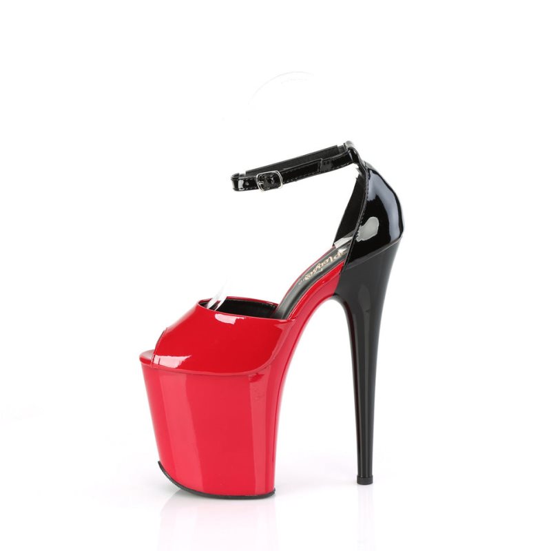 Pleaser Flamingo-868 Women's Platform Heels Sandals Red / Black | NZ SLNRGJ