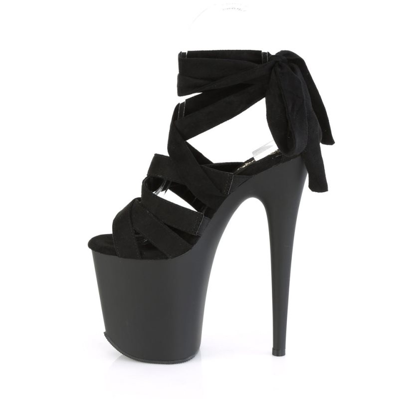 Pleaser Flamingo-876 Suede Women's Platform Heels Sandals Black | NZ JGIQSY