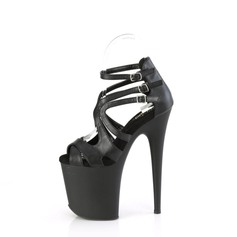 Pleaser Flamingo-877 Vegan Leather Women's Platform Heels Sandals Black | NZ SWOAPH