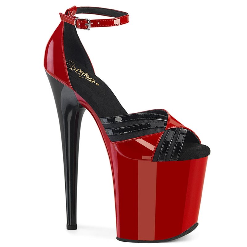 Pleaser Flamingo-884 Women\'s Platform Heels Sandals Red / Black | NZ RIGSQA