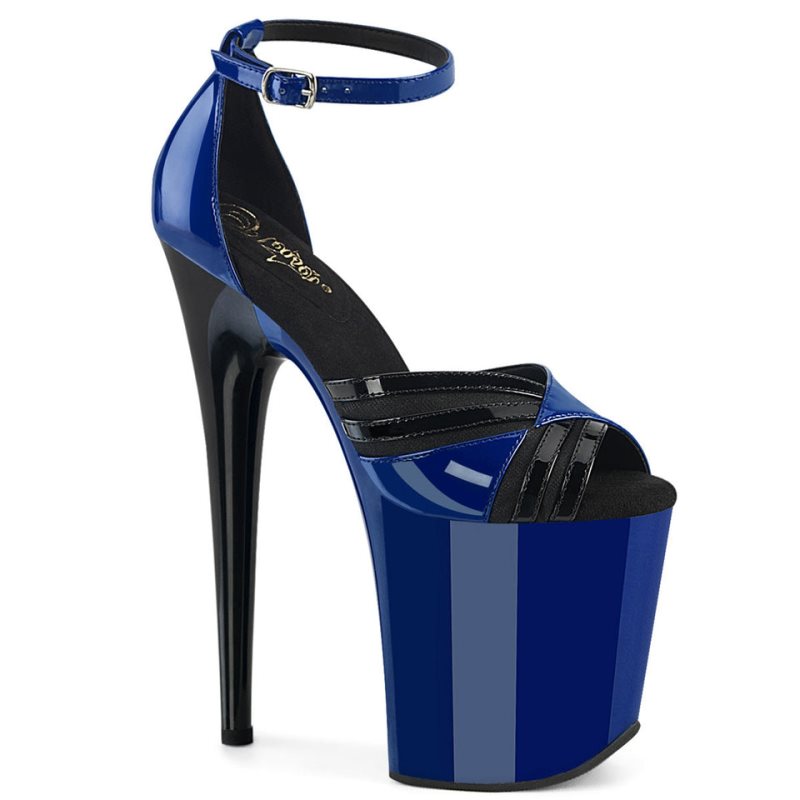 Pleaser Flamingo-884 Women\'s Platform Heels Sandals Blue / Black | NZ QSROBT