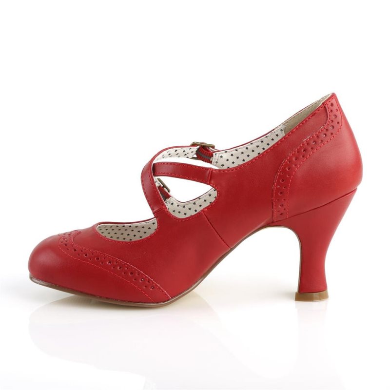 Pleaser Flapper-35 Vegan Leather Women's Pumps Red | NZ EOALGS