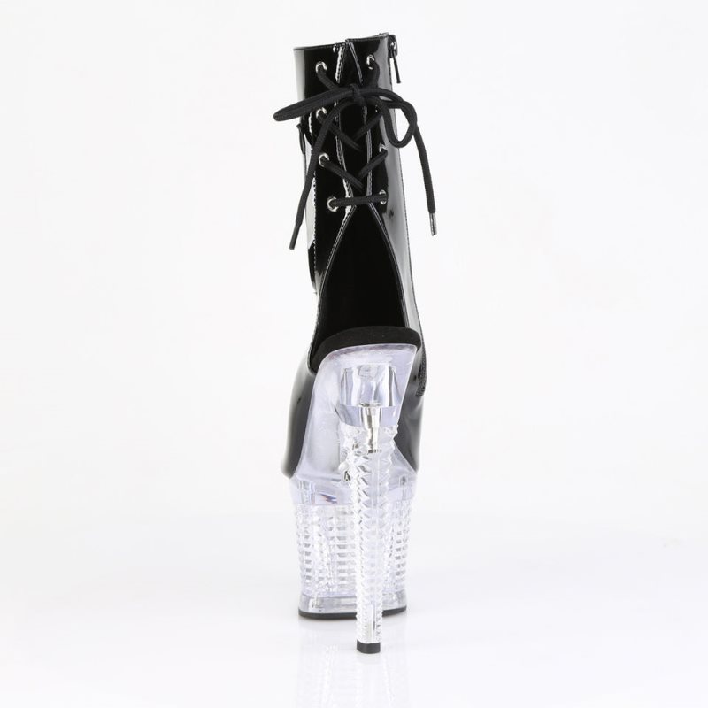 Pleaser Flashdance-1018SPEC Women's Heels Boots Black / Clear | NZ CQIWSP