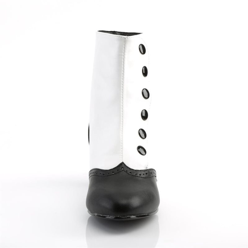 Pleaser Flora-1023 Vegan Leather Women's Heels Boots White | NZ UFDMSP