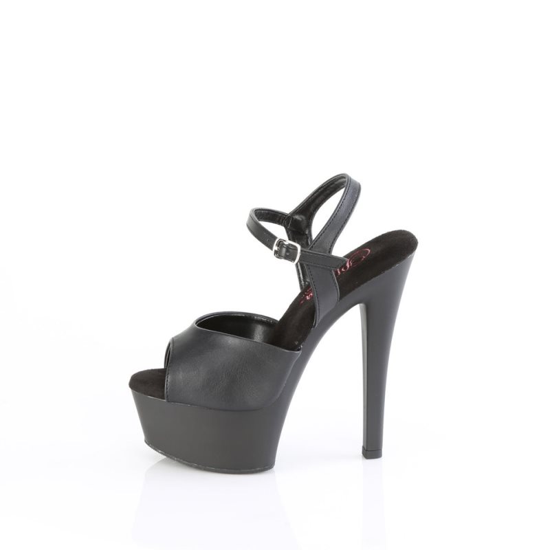 Pleaser Gleam-609 Vegan Leather Women's Platform Heels Sandals Black | NZ MINLPQ