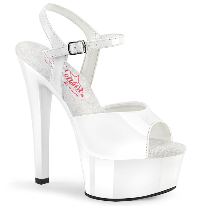 Pleaser Gleam-609 Women\'s Platform Heels Sandals White | NZ YXLPET