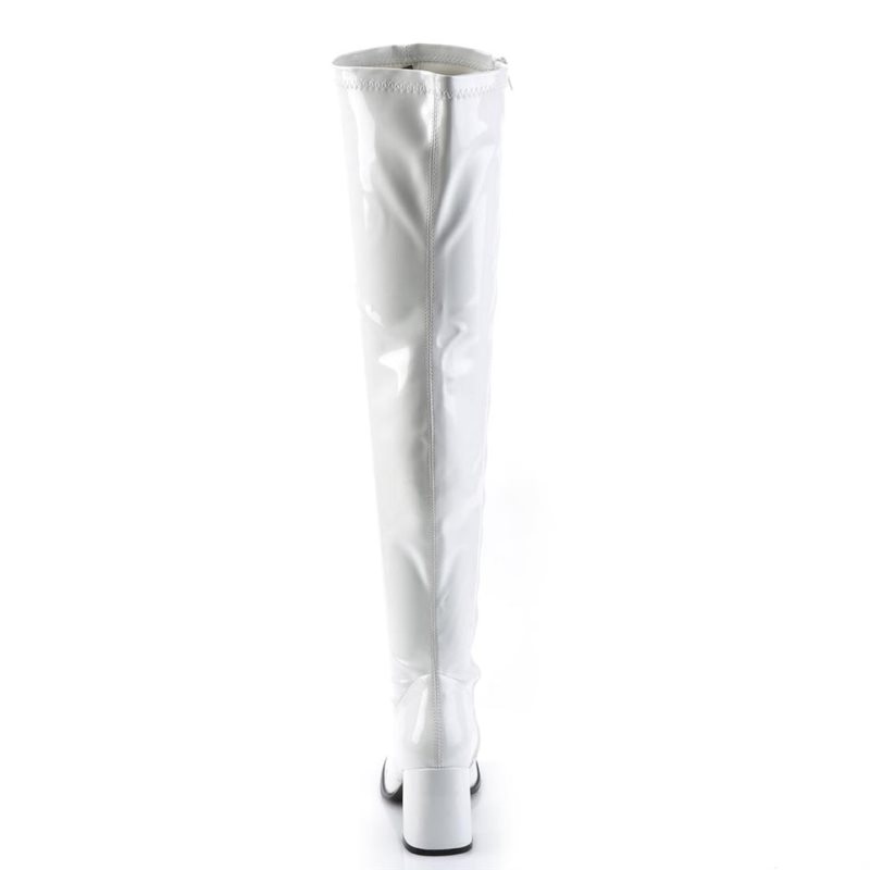 Pleaser Gogo-3000 Women's Thigh High Boots White | NZ SBZRMP