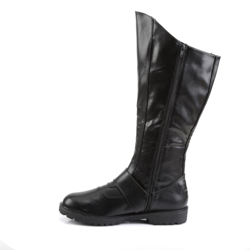 Pleaser Gotham-100 Vegan Leather Men's Knee-high Boots Black | NZ FQHNEA