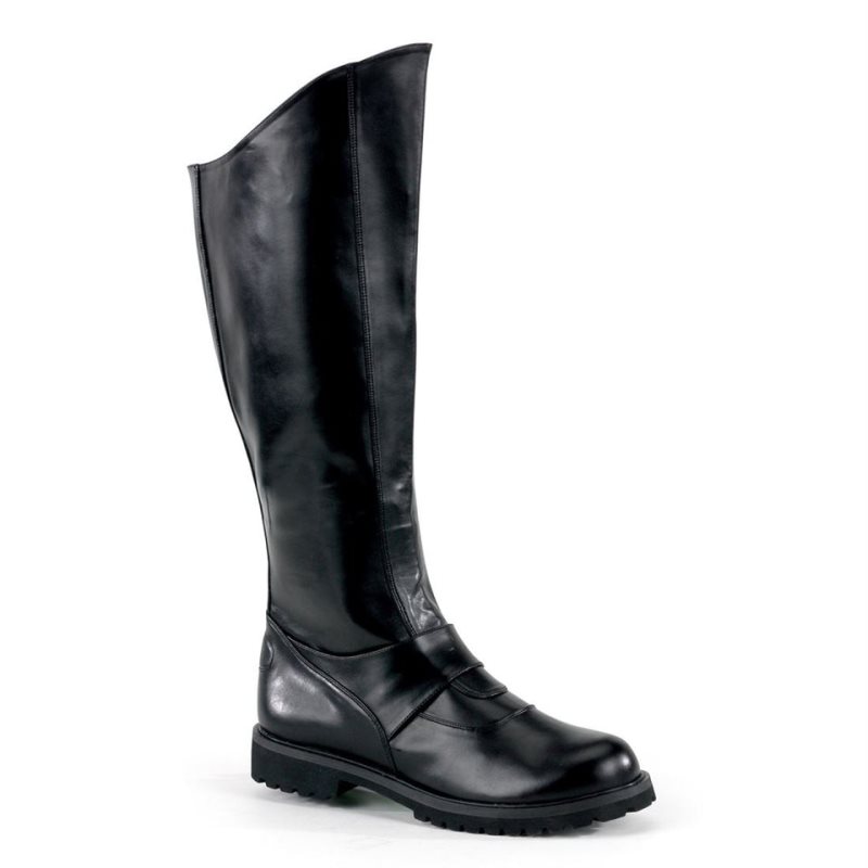 Pleaser Gotham-100 Vegan Leather Men\'s Knee-high Boots Black | NZ FQHNEA