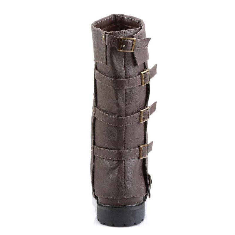 Pleaser Gotham-105 Men's Knee-high Boots Brown | NZ VKOLMW