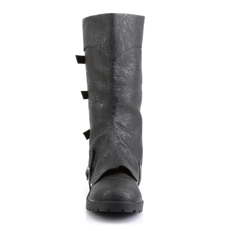 Pleaser Gotham-105 Vegan Leather Men's Knee-high Boots Black | NZ FWMGOQ