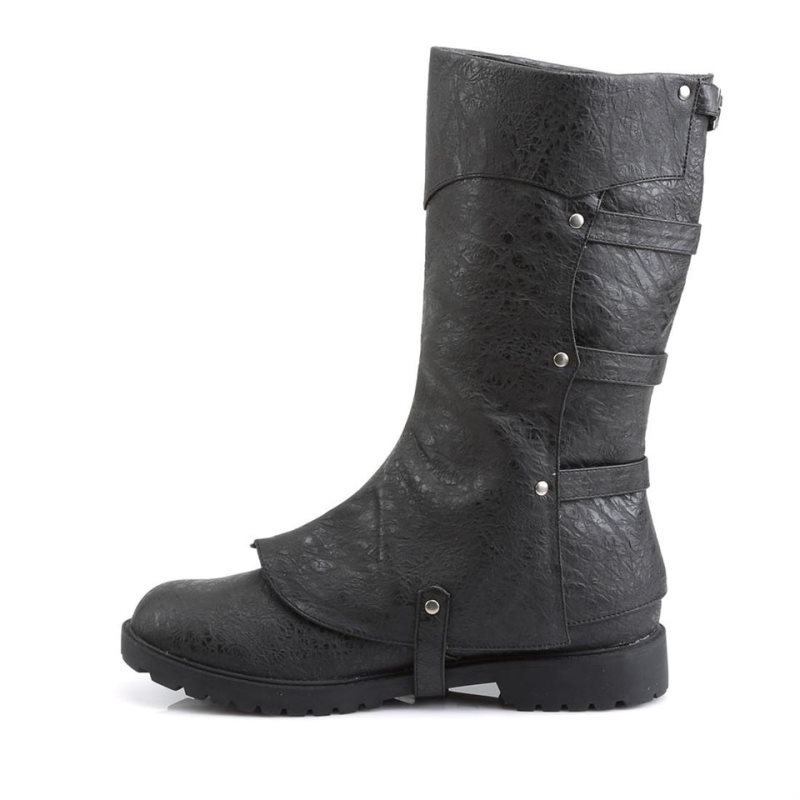 Pleaser Gotham-105 Vegan Leather Men's Knee-high Boots Black | NZ FWMGOQ