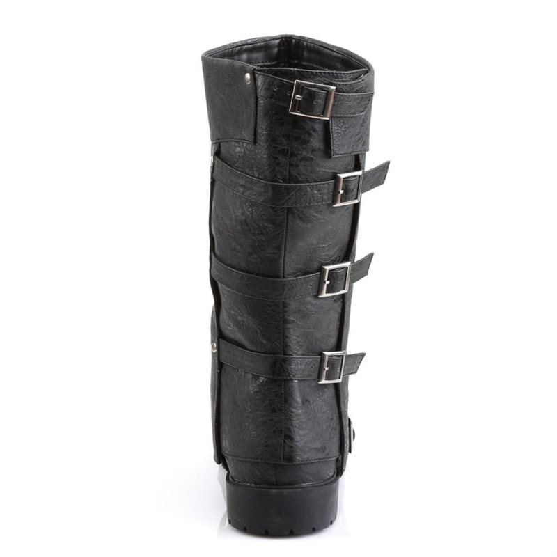 Pleaser Gotham-105 Vegan Leather Men's Knee-high Boots Black | NZ FWMGOQ