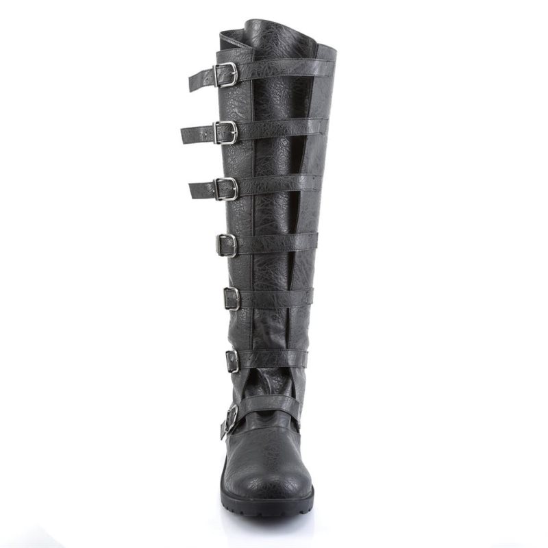 Pleaser Gotham-110 Vegan Leather Men's Knee-high Boots Black | NZ ALZMYV