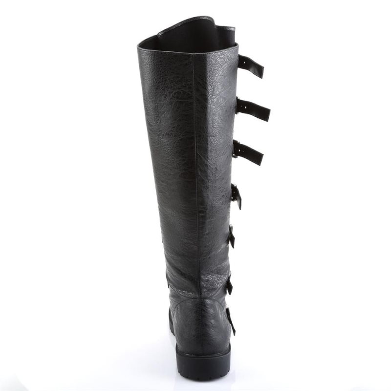 Pleaser Gotham-110 Vegan Leather Men's Knee-high Boots Black | NZ ALZMYV