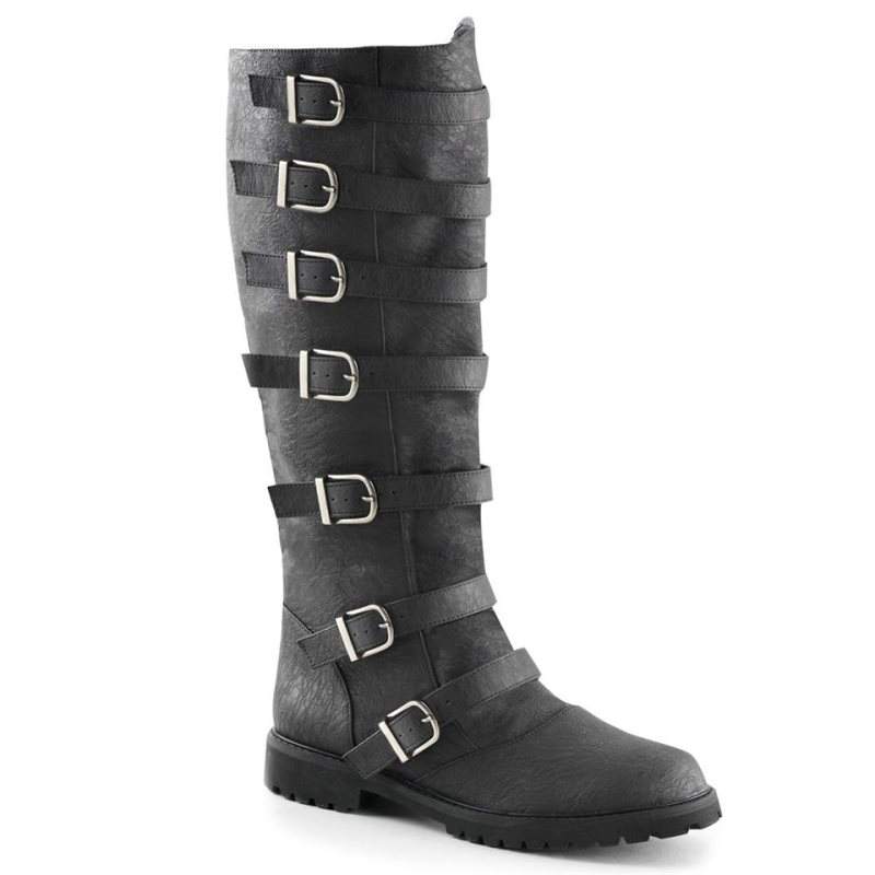 Pleaser Gotham-110 Vegan Leather Men\'s Knee-high Boots Black | NZ ALZMYV