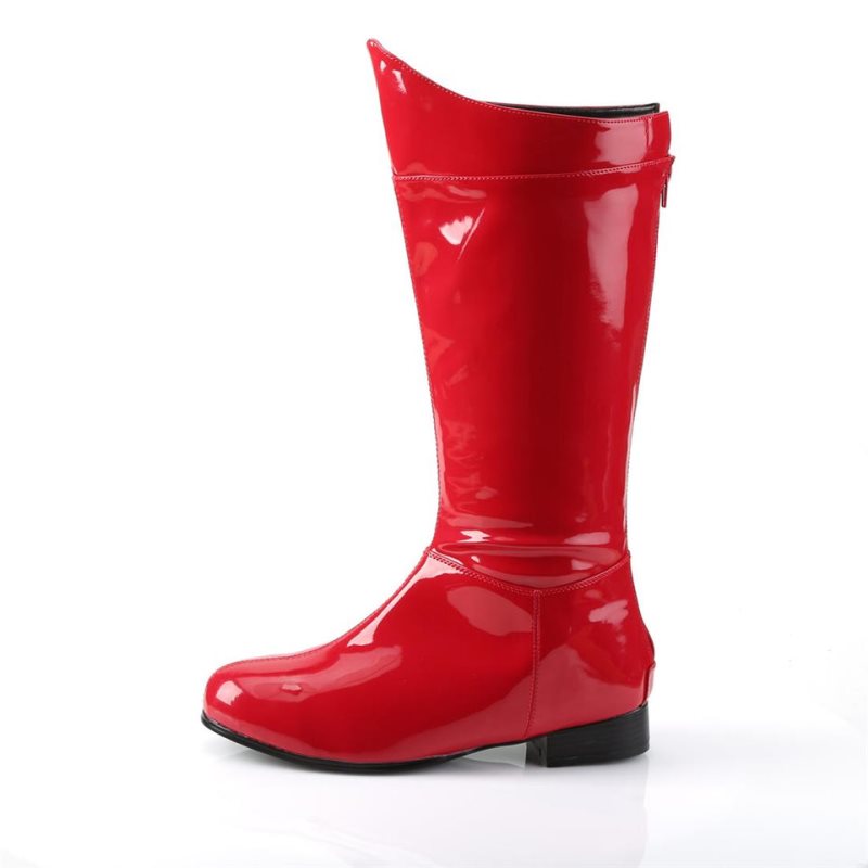 Pleaser Hero-100 Men's Knee-high Boots Red | NZ TDKGQV