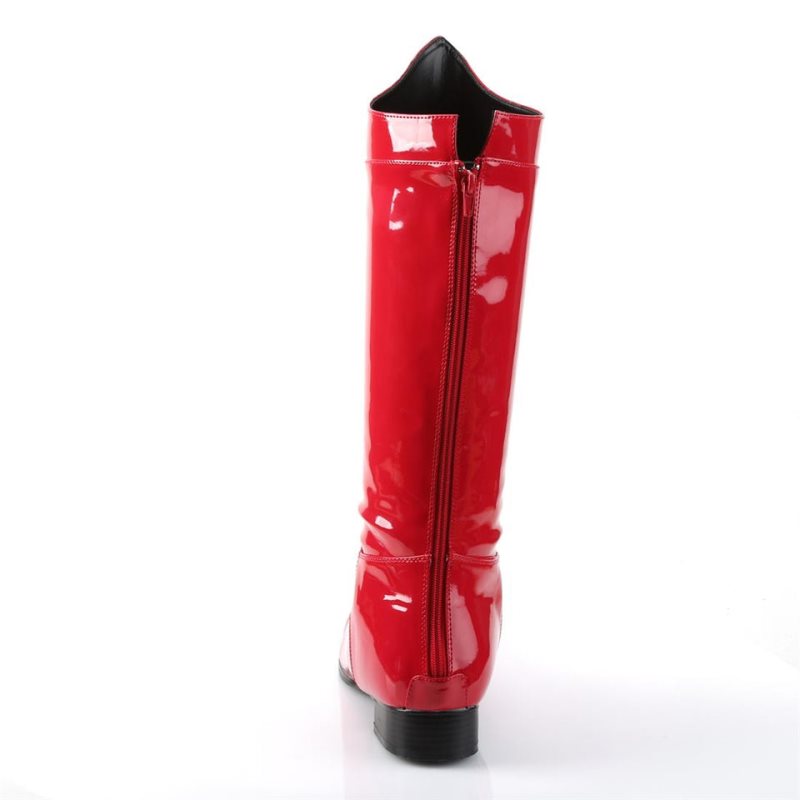 Pleaser Hero-100 Men's Knee-high Boots Red | NZ TDKGQV