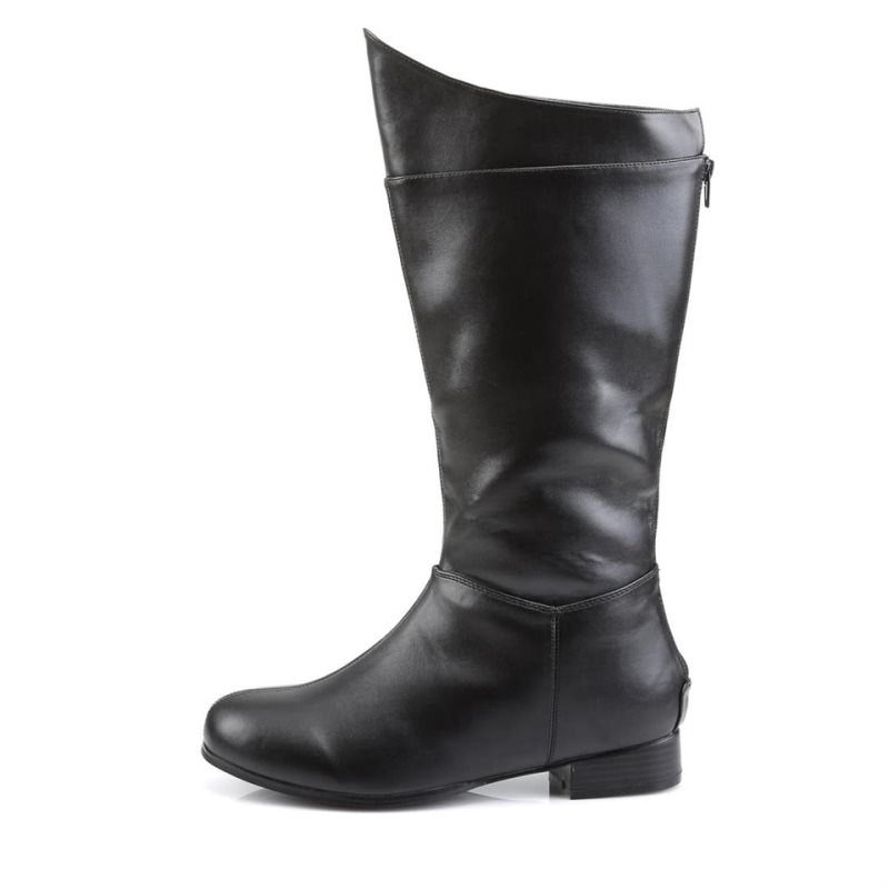 Pleaser Hero-100 Vegan Leather Men's Knee-high Boots Black | NZ EWOCTD