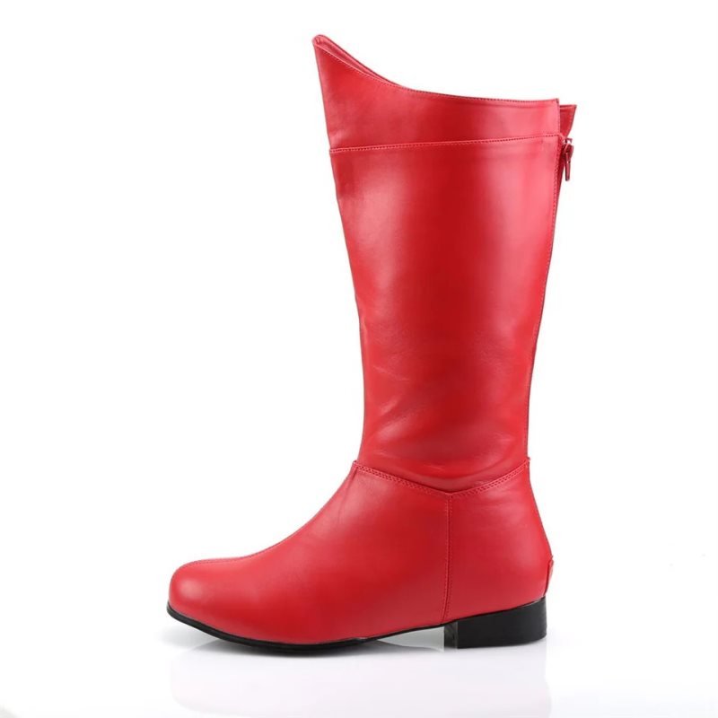 Pleaser Hero-100 Vegan Leather Men's Knee-high Boots Red | NZ GJBITO