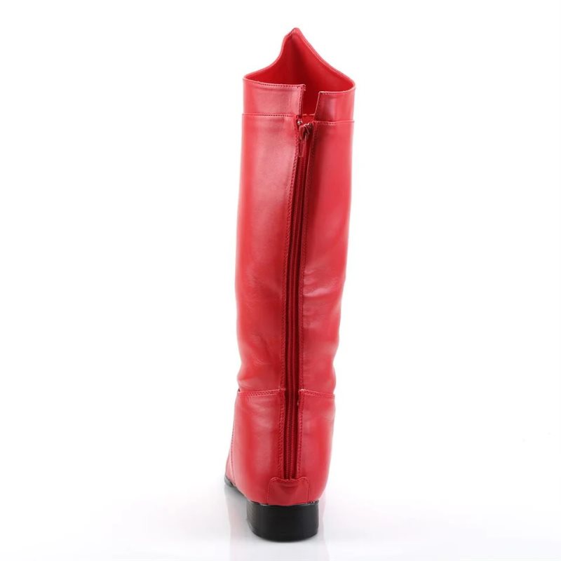 Pleaser Hero-100 Vegan Leather Men's Knee-high Boots Red | NZ GJBITO