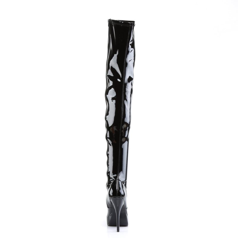 Pleaser Indulge-3000 Women's Thigh High Boots Black | NZ WQHXED