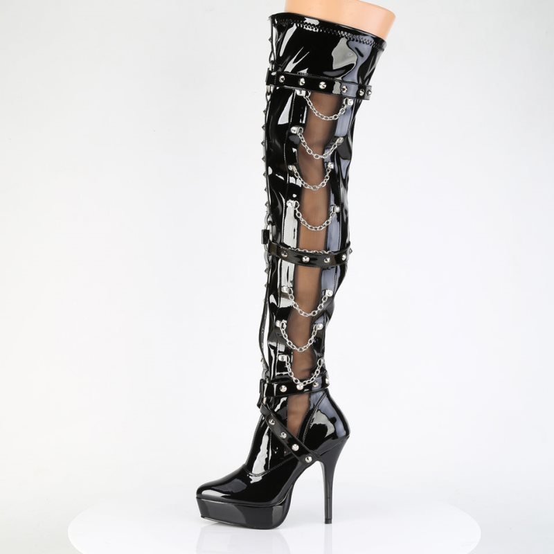 Pleaser Indulge-3026 Women's Thigh High Boots Black | NZ ENPBWD