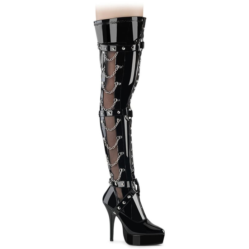 Pleaser Indulge-3026 Women\'s Thigh High Boots Black | NZ ENPBWD