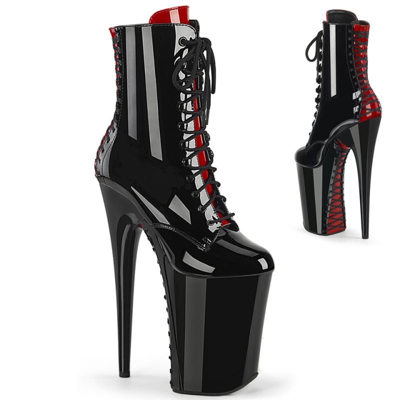 Pleaser Infinity-1020FH Women\'s Heels Boots Black / Red | NZ CHXDLW