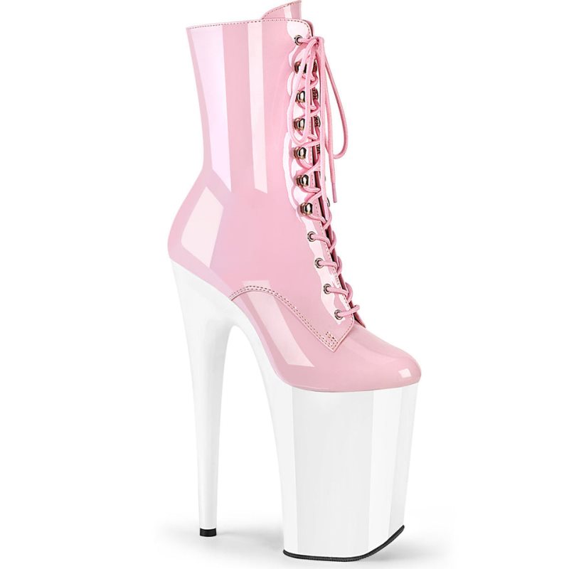 Pleaser Infinity-1020 Women\'s Heels Boots Pink / White | NZ OKMANE