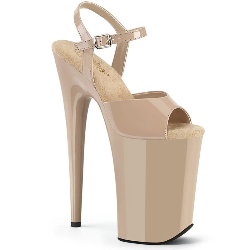 Pleaser Infinity-909 Women\'s Platform Heels Sandals Beige | NZ GNSQRY