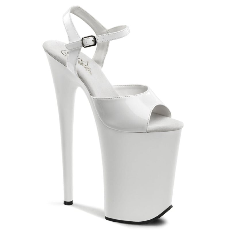 Pleaser Infinity-909 Women\'s Platform Heels Sandals White | NZ RHVJTP