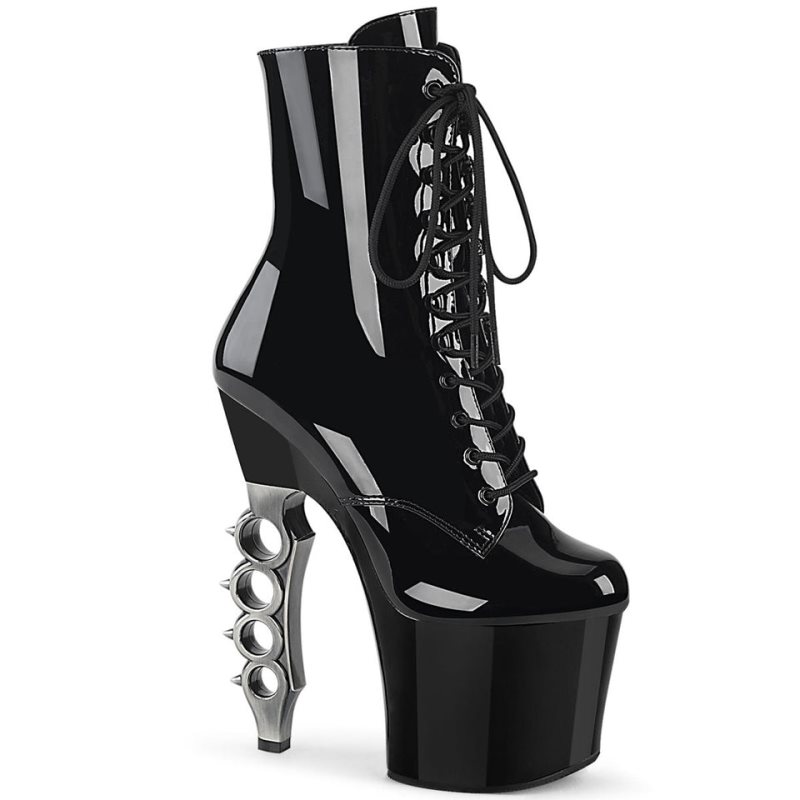 Pleaser Irongrip-1020 Women\'s Heels Boots Black / Silver | NZ DTWFNI