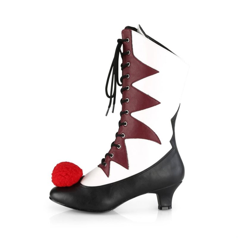 Pleaser It-120 Women's Heels Boots White / Burgundy | NZ ZWJQVD