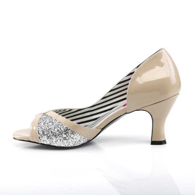 Pleaser Jenna-03 Women's Pumps Beige / Silver | NZ IDAKBV