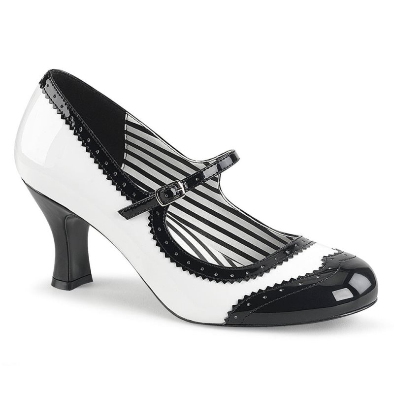 Pleaser Jenna-06 Women\'s Pumps White / Black | NZ AUIJOP