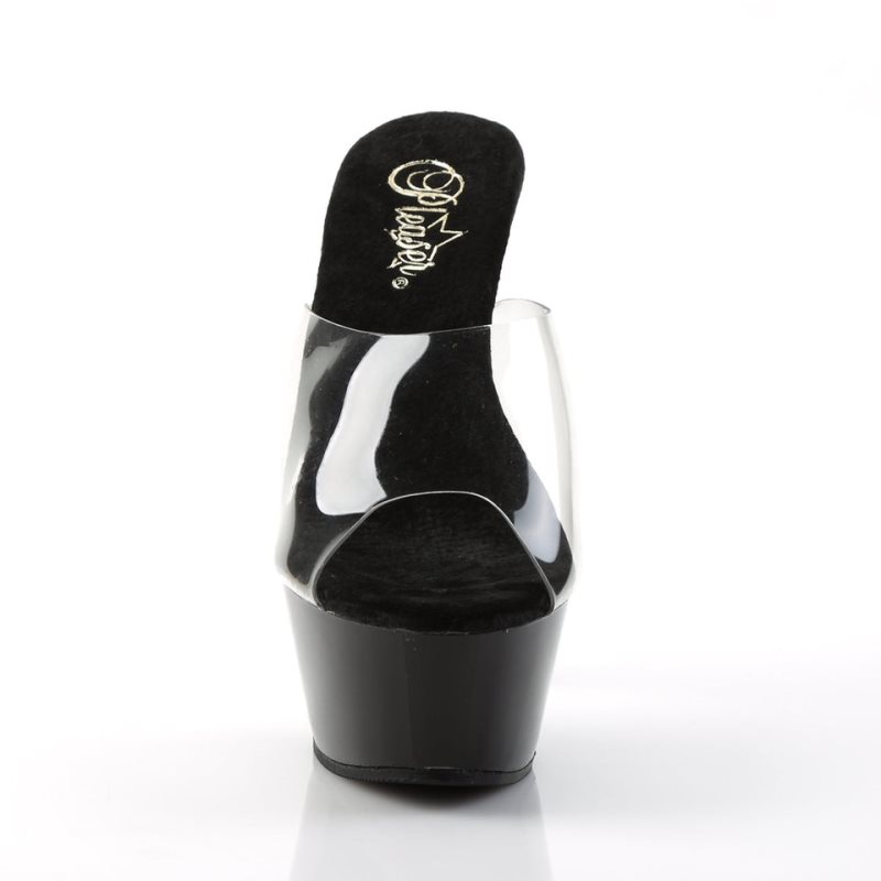 Pleaser Kiss-201 Women's Platform Slides Black / Clear | NZ PIAMTE