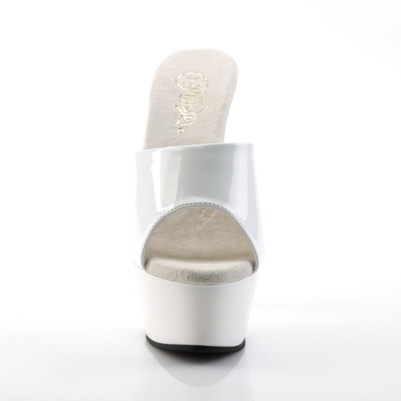 Pleaser Kiss-201 Women's Platform Slides White | NZ ZUOIBY