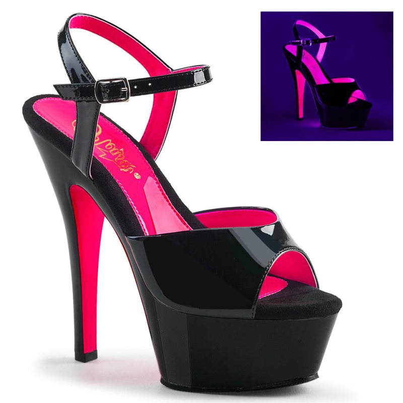 Pleaser Kiss-209TT Women\'s Platform Heels Sandals Black / Pink | NZ ESPXGC