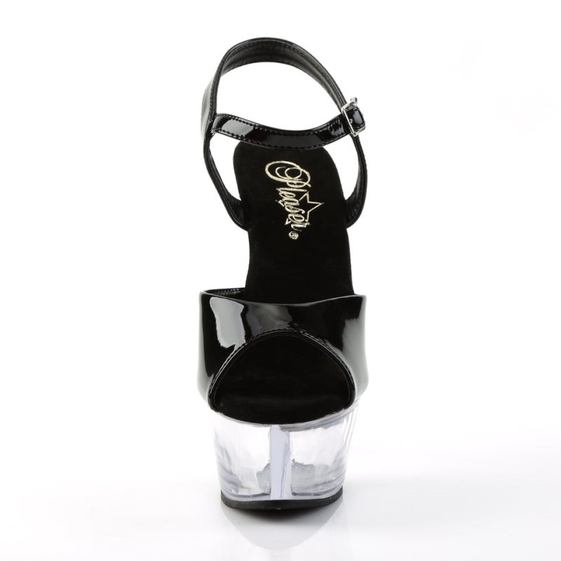 Pleaser Kiss-209 Women's Platform Heels Sandals Black / Clear | NZ HIRZJP