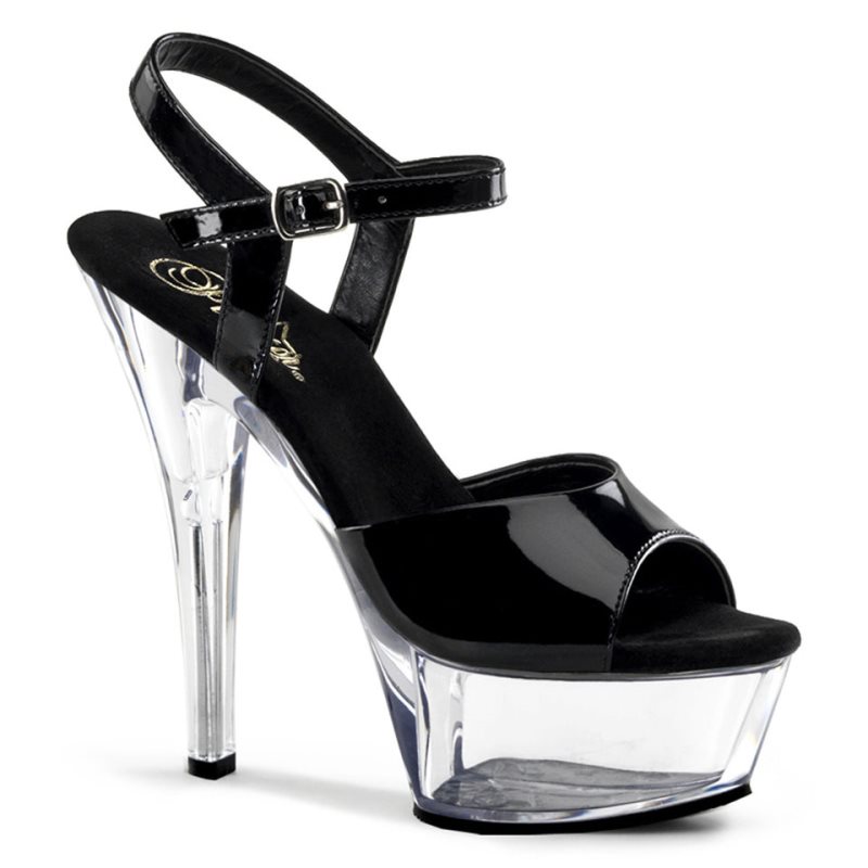 Pleaser Kiss-209 Women\'s Platform Heels Sandals Black / Clear | NZ HIRZJP